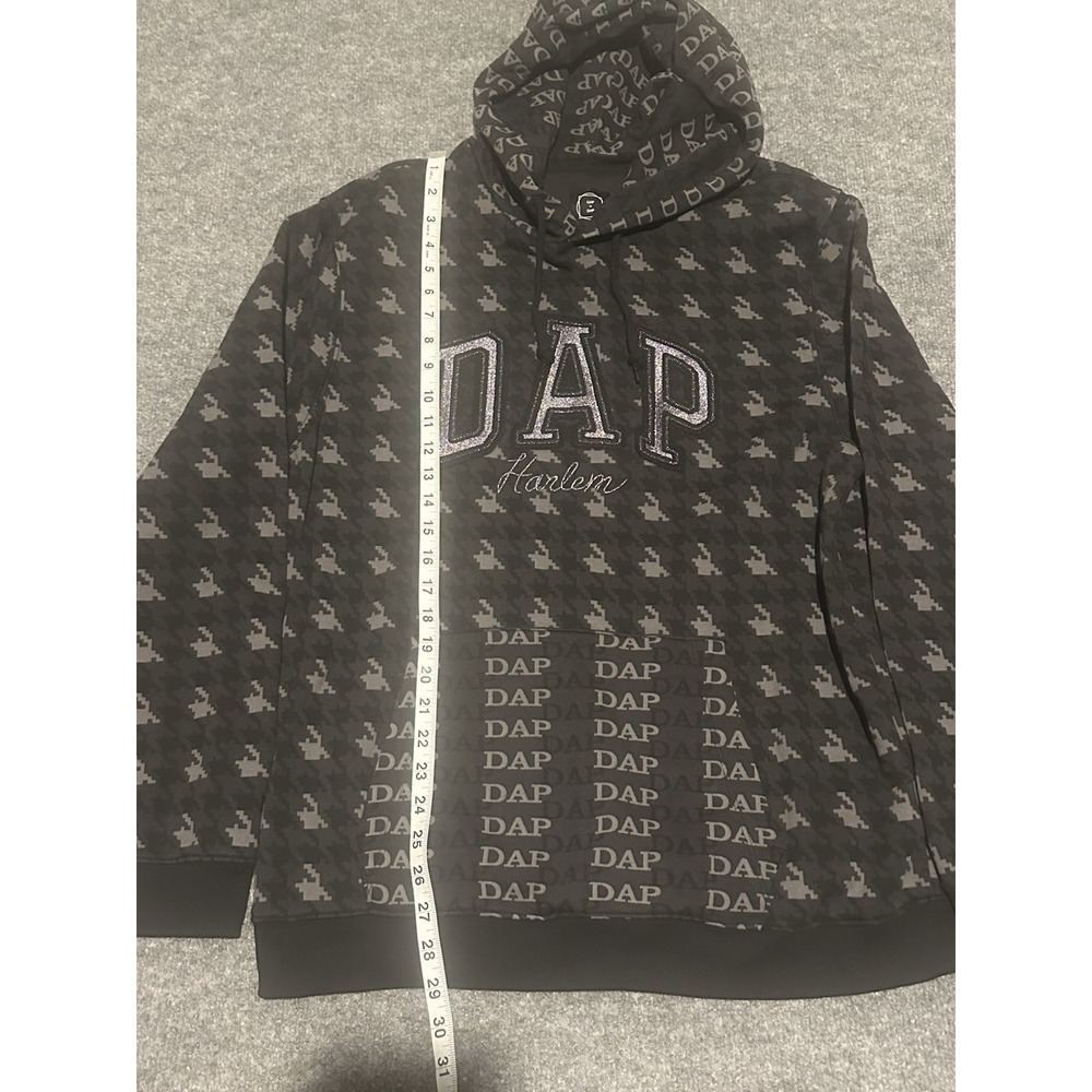 GAP x DAP Hoodie Mens L Houndstooth Gray DAP Harlem Pullover Logo Applique View 6